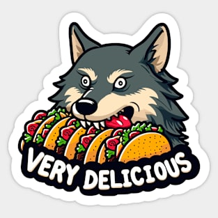 Wolf Eating Tacos Sticker